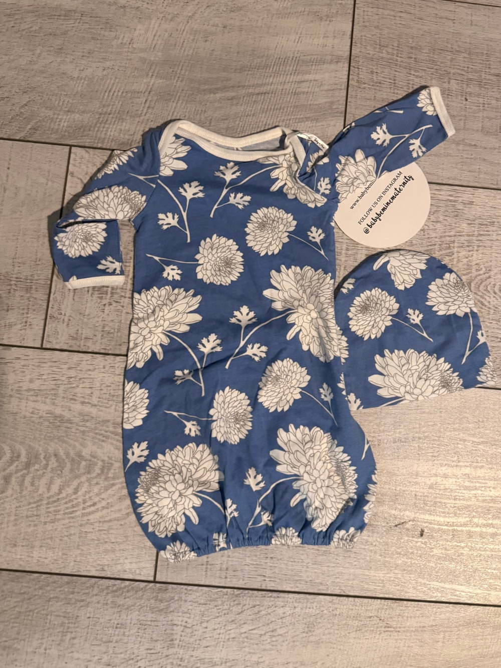 Baby be mine newborn gown NWTblue floral.